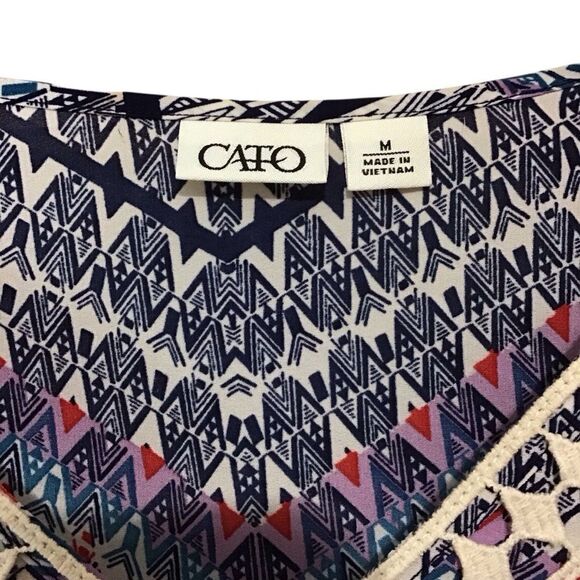 Cato Aztec Multicolor Peasant Patterned‎ Poncho Top M - Picture 10 of 12